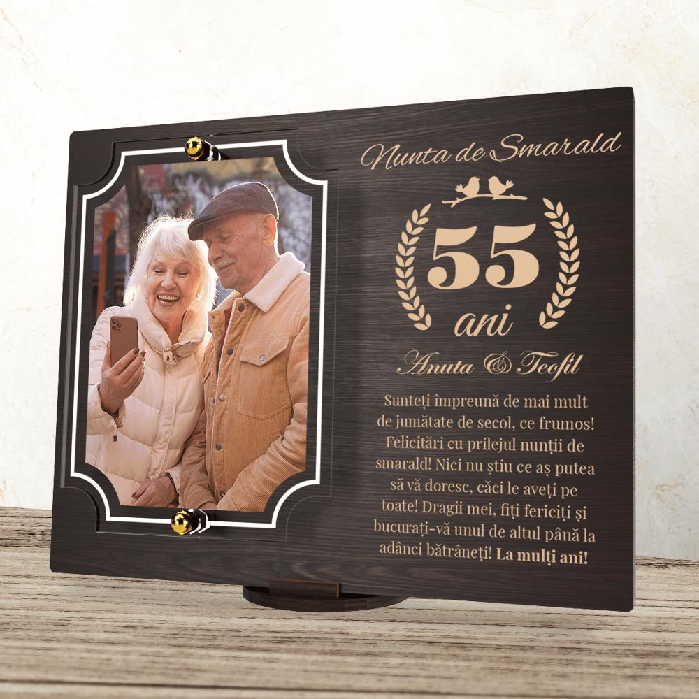 placheta-personalizata-aniversare-55-ani-nunta-de-smarald