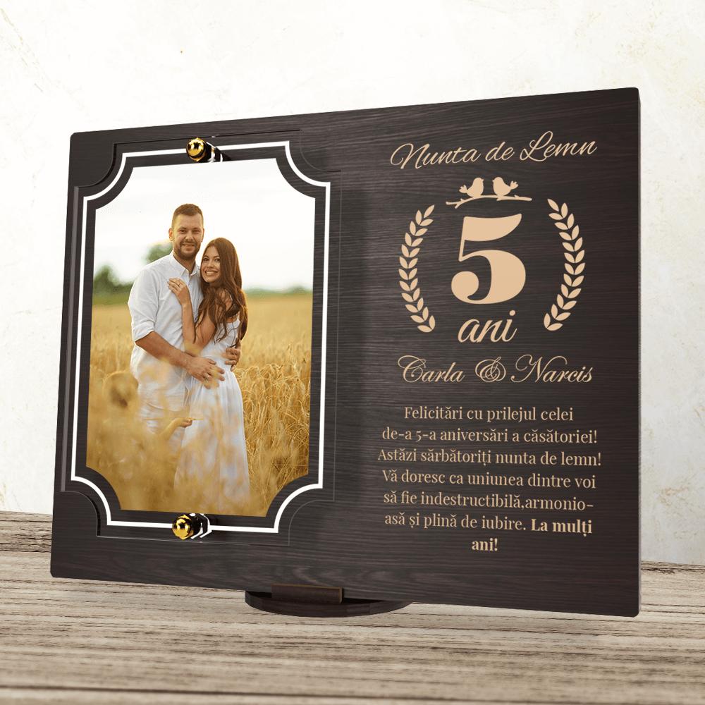 placheta-personalizata-aniversare-5-ani-nunta-de-lemn