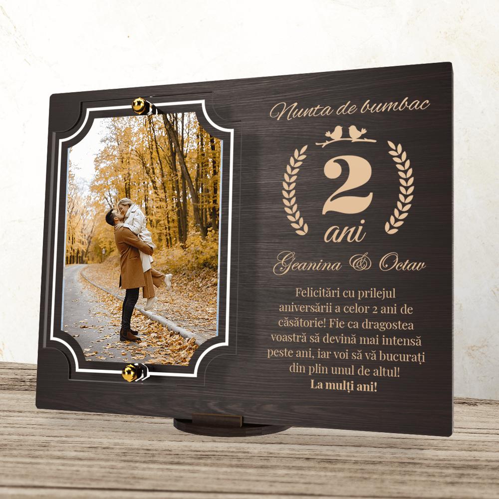 placheta-personalizata-aniversare-2-ani-nunta-de-bumbac