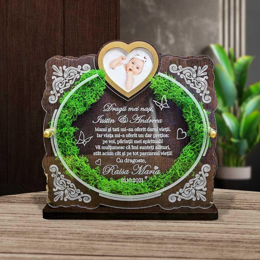 Trofeu Personalizat cu Licheni - Pentru nasii de botez