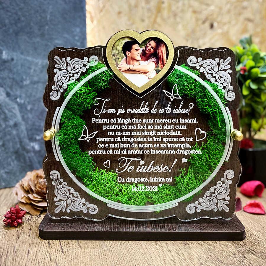 Trofeu personalizat - Cadou cu licheni pentru persoana iubita