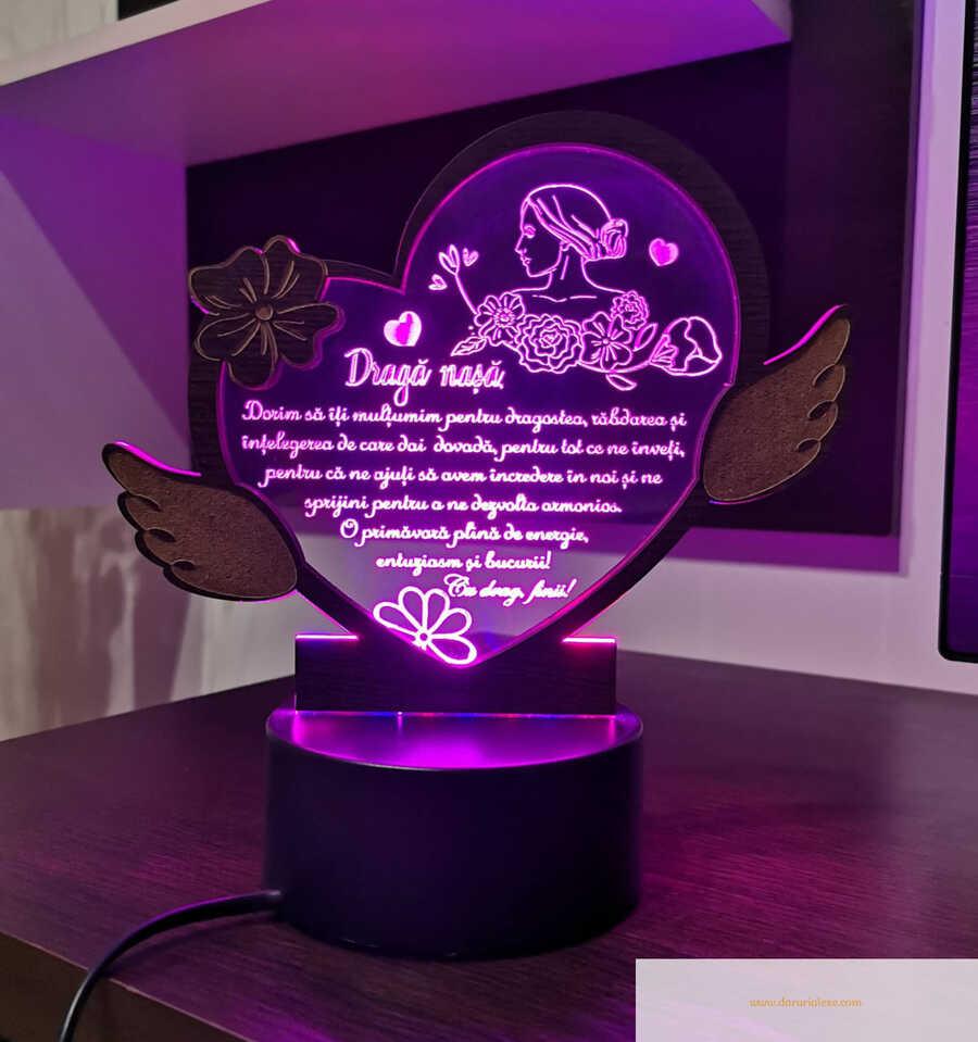 Cadou personalizat Trofeu LED - Placheta nasa 8 martie
