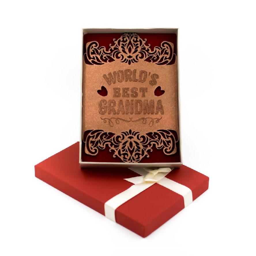 Felicitare din lemn personalizata - Best Grandma
