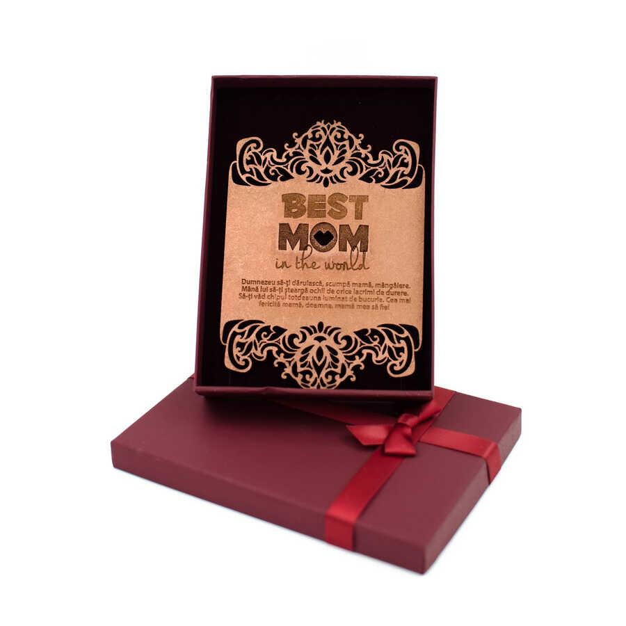 Felicitare din lemn personalizata - Best Mom in the world